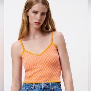 Zara Knit Plaid Orange tank size S